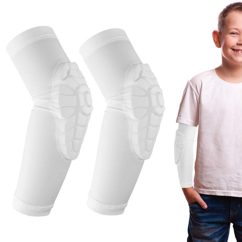 AceList Kids/Youth 5-15 Years Sports honeycomb Compression Knee Pad Elbow Pads Guards Protective Gear for Basketball, Baseball, Football, Volleyball, Wrestling, Cycling (White) - Image 1